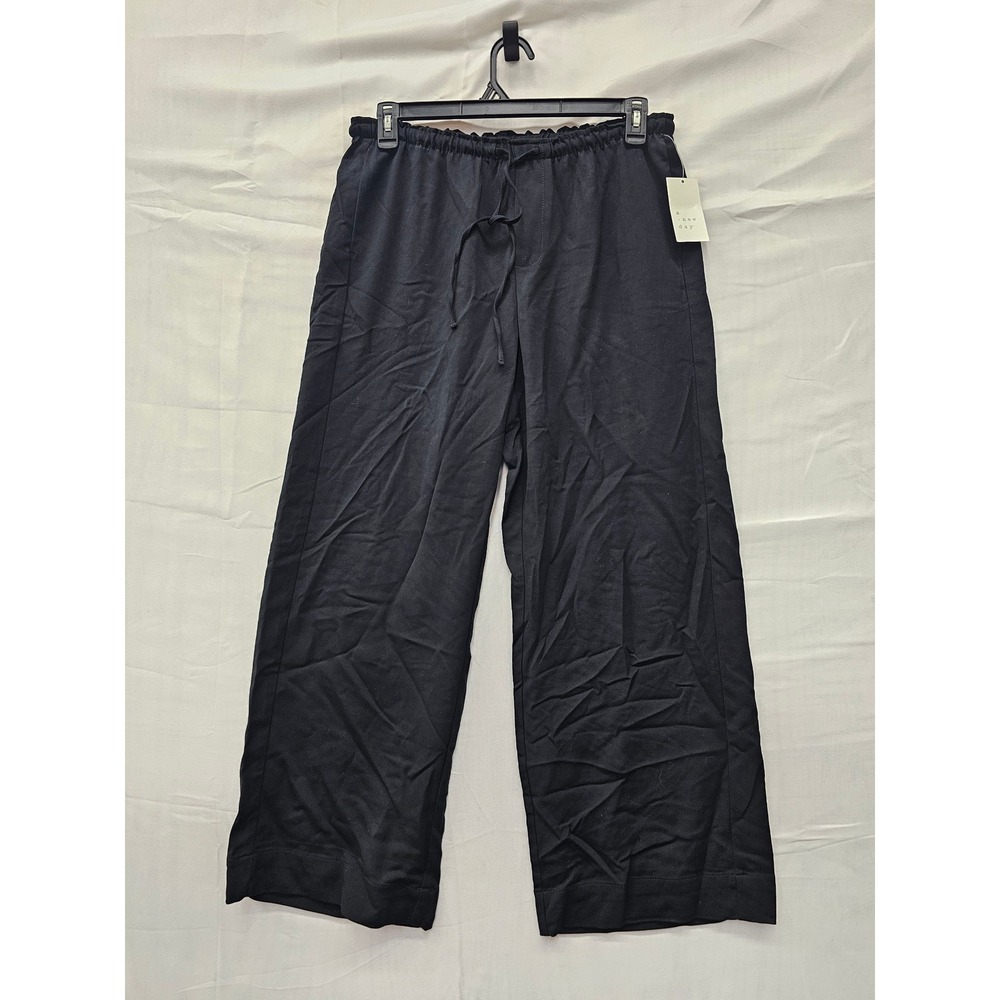 A New Day Womens Wide Leg Pants Black Rayon Blend Casual Size Medium